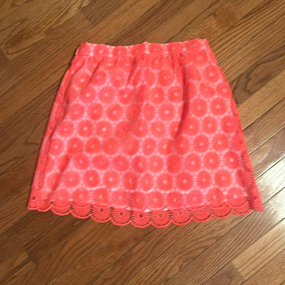 Rare Lilly Pulitzer Tate Skirt in Fiesta Pink Pinwheel Organza